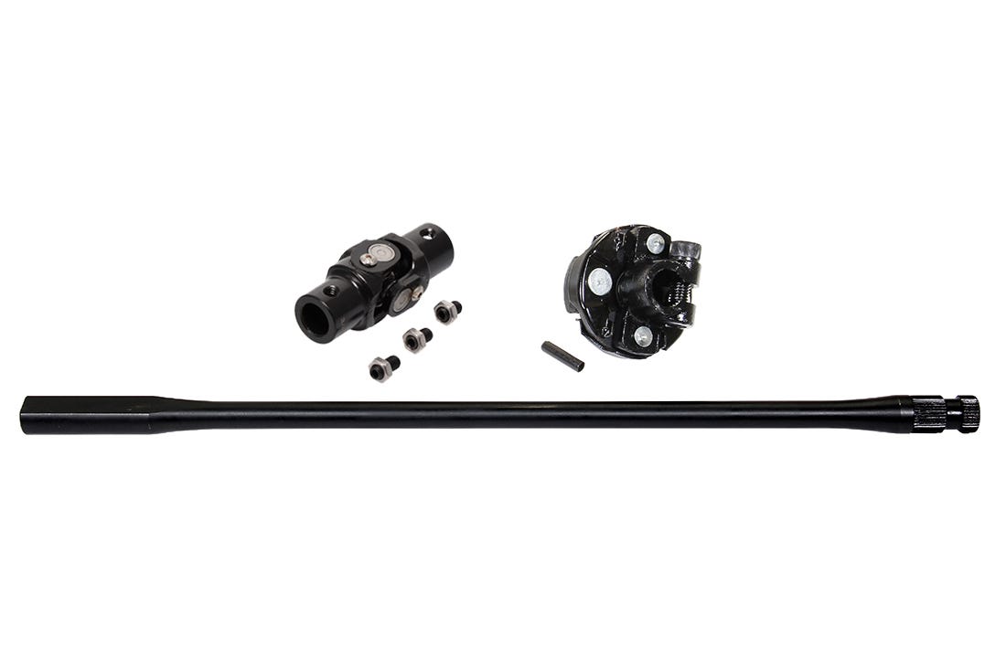 58-64 Chevy Full Size Steering Shaft w/ After Market Column, Black Shaft