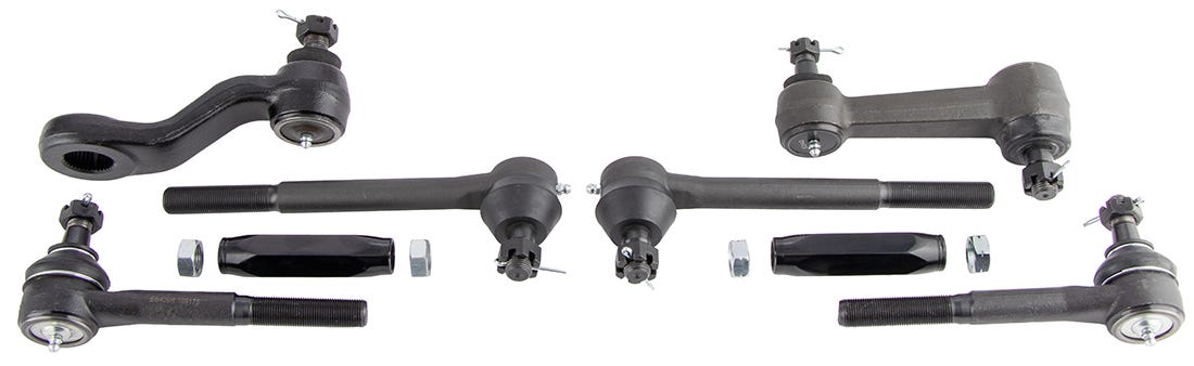 Complete Steering Linkage Kit for 1983-1987 Chevy 1/2 Ton Truck, C10, Power Steering, Black Sleeves, Kit