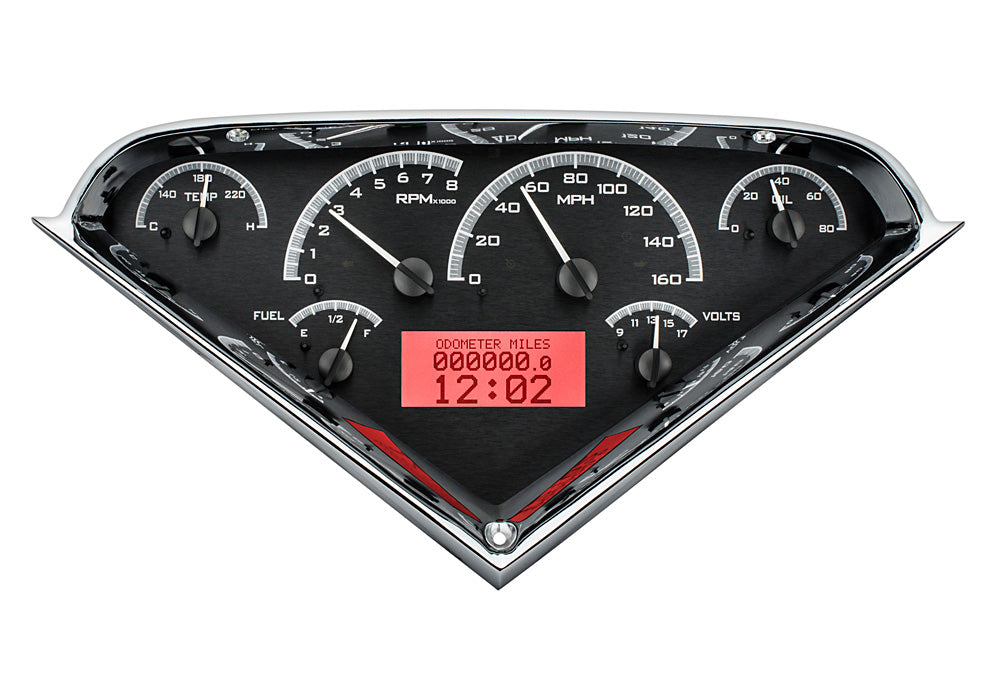 55-59 Chevy Truck VHX Cluster - Black Alloy Red