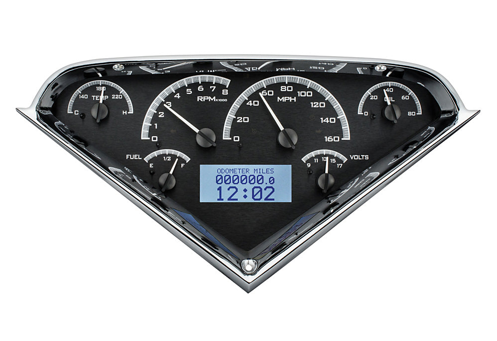 55-59 Chevy Truck VHX Cluster - Black Alloy White