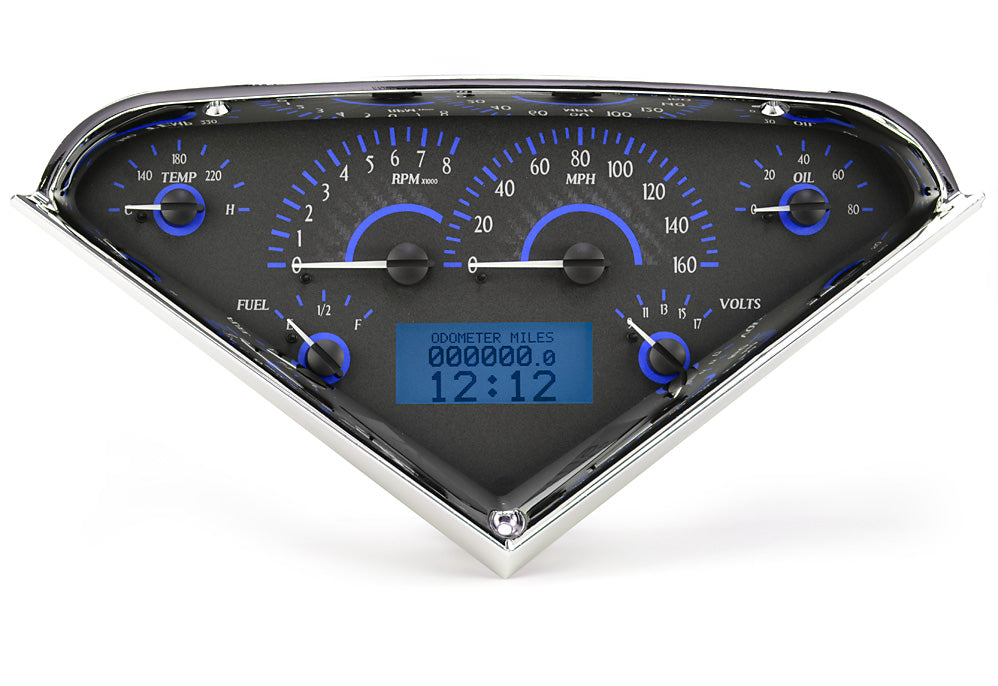 55-59 Chevy Truck VHX Cluster - Carbon Fiber Look Blue
