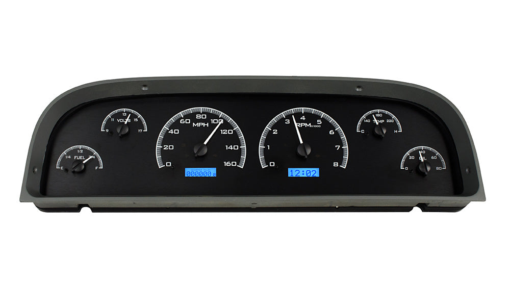 60-63 Chevy Truck VHX Cluster - Black Alloy Blue