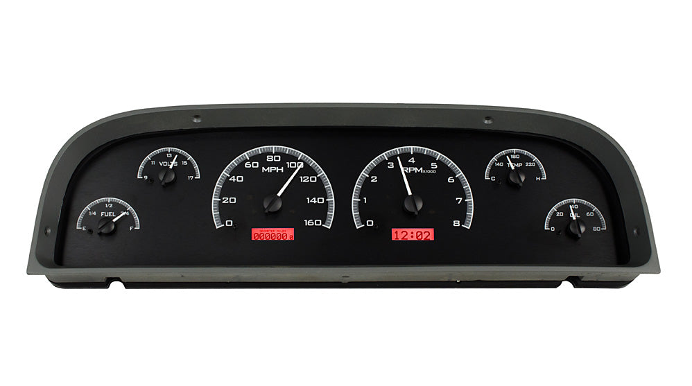60-63 Chevy Truck VHX Cluster - Black Alloy Red