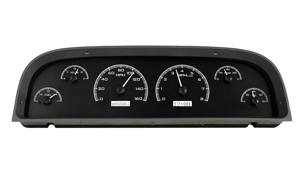 60-63 Chevy Truck VHX Cluster - Black Alloy White