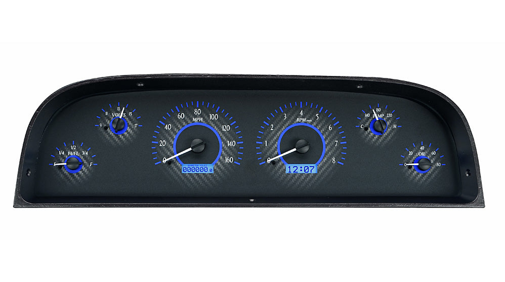 60-63 Chevy Truck VHX Cluster - Carbon Fiber Look Blue