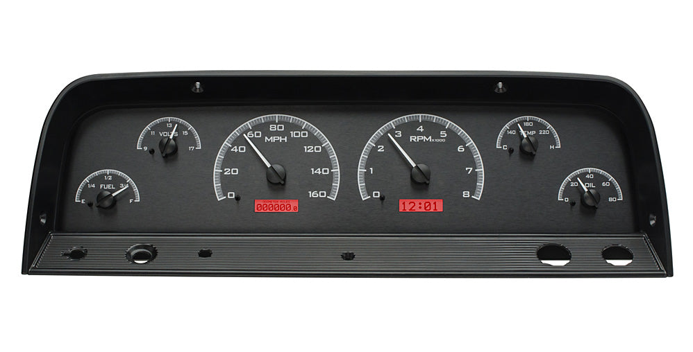 64-66 Chevy Truck VHX Cluster - Black Alloy Red