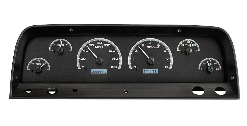 64-66 Chevy Truck VHX Cluster - Black Alloy White