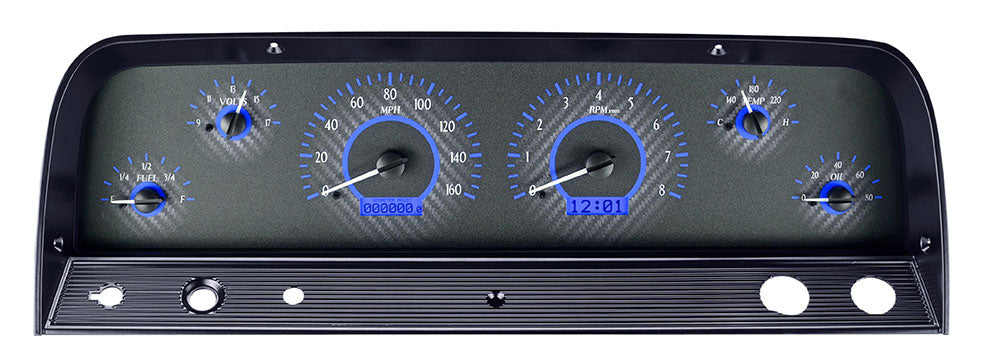 64-66 Chevy Truck VHX Cluster - Carbon Fiber Look Blue