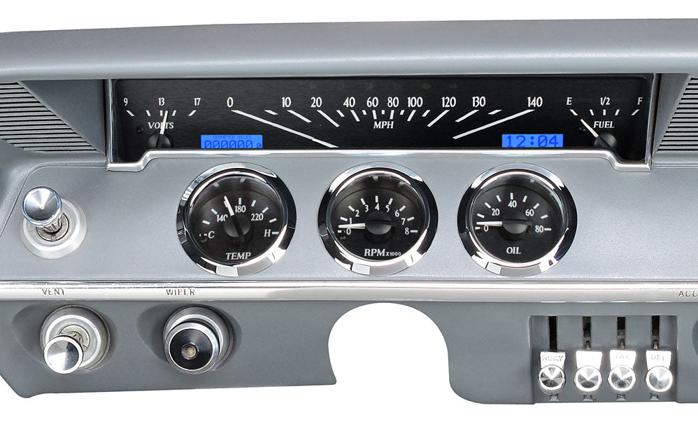 61-62 Impala VHX Cluster - Black Alloy Blue