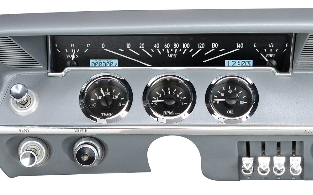 61-62 Impala VHX Cluster - Black Alloy White
