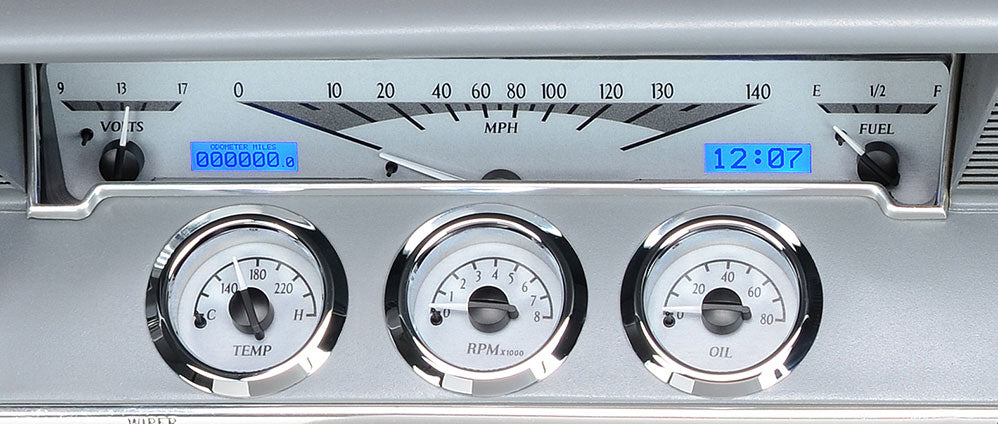 61-62 Impala VHX Cluster - Silver Alloy Blue