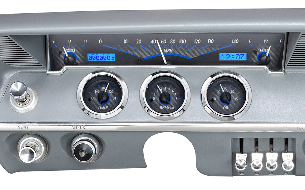 61-62 Impala VHX Cluster - Carbon Fiber Look Blue